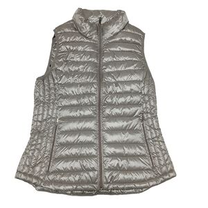 Tommy Hilfiger Women's Silver Metallic Lightweight Packable Vest Med